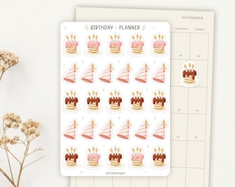 Sticker Sheet Birthday Planner Sticker | Mini Icon Stickers | Planner Stickers | Everyday Icons | Mini Stickers