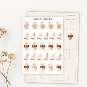 Sticker Sheet Geburtstags-Sticker | Mini-Icon-Aufkleber | Planer Aufkleber | Alltags-Icons | Ministicker