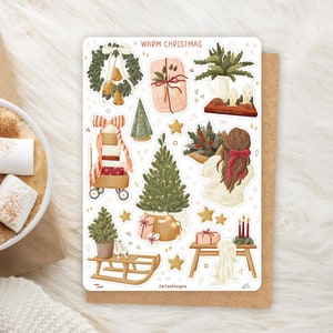Foglio di adesivi Adesivi caldi di Natale / Set di adesivi di Natale / Festività / Foglio di adesivi / Adesivi per diario