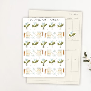 Hoja de pegatinas para el cuidado de las plantas, pegatinas para recordatorios de plantas, pegatinas con íconos pequeños, pegatinas para el planificador, pegatinas pequeñas