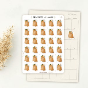 Sticker Sheet Groceries Planner Sticker | Chore Icon Stickers | Planner Stickers | Everyday Icons | Mini Stickers
