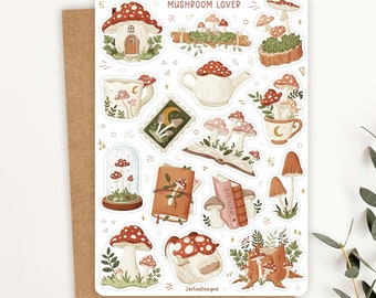Sticker Sheet Mushroom Lover Sticker | Autumn Sticker Sheet | Planner Sticker Sheet | Journal Stickers | Colorful