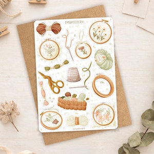 Sticker Sheet Embroidery Sticker | Cross-Stitch Sticker Set | Planner Sticker Sheet | Journal Stickers