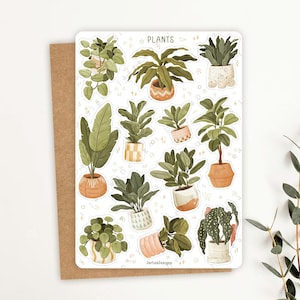 Hoja de pegatinas de plantas / Pegatinas de plantas de interior / Hoja de plantas en maceta / Pegatinas de diario