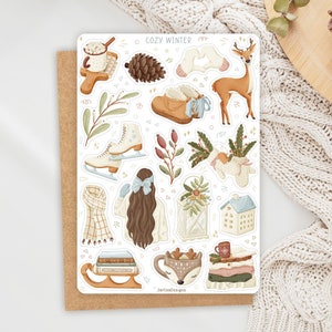 Stickervel gezellige winterstickers | Winterstickerset | Gezellig stickervel | Dagboekstickers