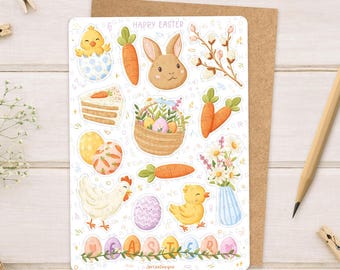 Sticker Bogen Ostern Sticker | Frohe Ostern Sticker | Frühling Sticker Set | Planer Sticker Blatt | Journal Aufkleber