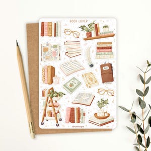 Sticker Sheet Book Lover | reading journal stickers, planner stickers, book stickers, cute book stickers, book themed sticker, reading image 1