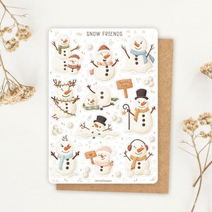 Stickervel sneeuwpopstickers | Stickervel Snow Friends| Stickervel winter | Dagboekstickers, leuke stickers, december, sneeuw