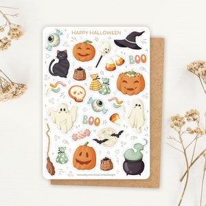 Sticker Sheet Happy Halloween Stickers Spooky Sticker Set Autumnal Sticker Sheet Journal Stickers image 1