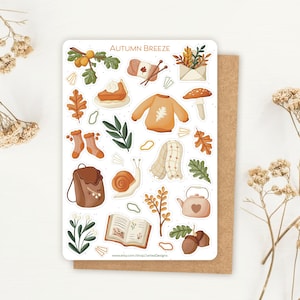 Folha de adesivos Autumn Breeze Sticker | Conjunto de adesivos de outono | Outonal | Folha de adesivos | Adesivos de diário