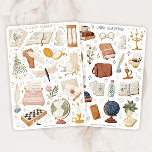 Sticker Sheet Bundle Dark Academia Sticker Pack | Academia Sticker Set |  Study Sticker | Aesthetic Sticker | Journal Sticker