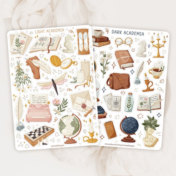 Sticker Sheet Bundle Dark Academia Sticker Pack | Academia Sticker Set |  Study Sticker | Aesthetic Sticker | Journal Sticker