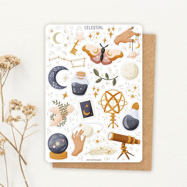 Sticker Sheet Celestial Sticker | Galaxy Sticker Sheet | Planner Sticker Sheet | Journal Stickers