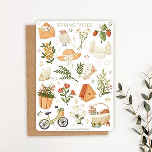Stickervel Spring Vibes-sticker | Cottage kern stickerset | Stickervel planner | Dagboekstickers