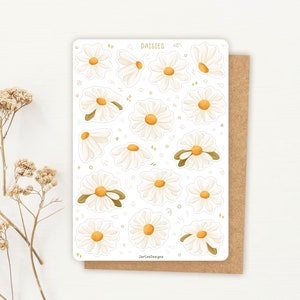 Stickervel madeliefjes sticker | Stickerset bloemen | Stickervel planner | Dagboekstickers