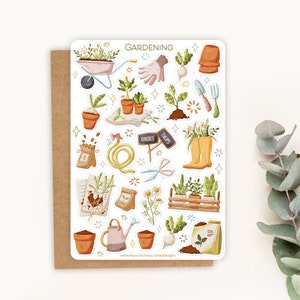 Sticker de jardinage feuille d'autocollants | Ensemble d'autocollants pour plantes | Feuille d'autocollants pour agenda | Autocollants pour journaux