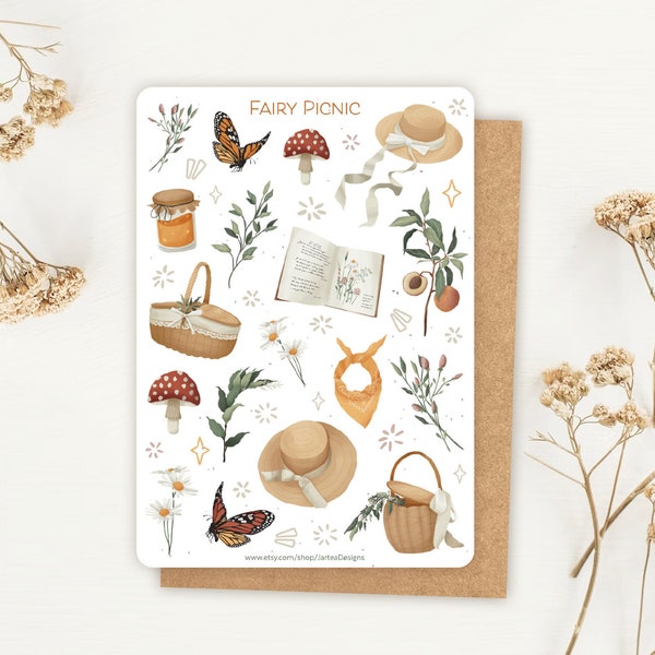 Fairy Picnic Sticker | Cottagecore Sticker | Picknick Sticker Sheet | Journal Stickers