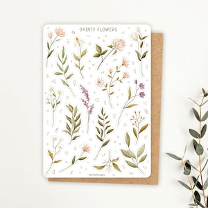 Stickervel sticker sierlijke bloem | Stickerset wilde bloemen | Stickervel planner | Dagboekstickers