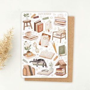 Sticker Bogen Cozy Reader | Journal Aufkleber, Planer Aufkleber, Buch Aufkleber, Lese Aufkleber, Aufkleber für 2017, gemütliche Aufkleber