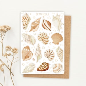 Sticker Sheet Seashell Sticker | Beach Sticker Set | Planner Sticker Sheet | Journal Stickers | Neutrals
