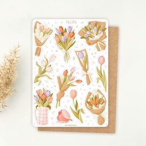 Stickervel Tulpen Sticker | Set bloemenstickers | Stickervel planner | Dagboekstickers