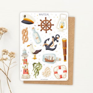 Sticker Bogen Maritim Sticker | Maritimer Stickerbogen | Planer Sticker Blatt | Journal Aufkleber