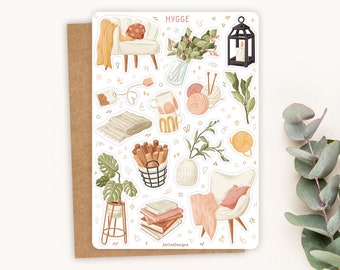 Stickervel Hygge | dagboekstickers, plannerstickers, gezellige stickers, plakboekstickers, gezellige dagstickers, huishoudboekje, gezellige hobbysticker