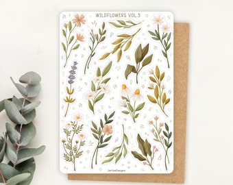 Sticker Bogen Wildflower Sticker Vol 3 | Blumen Sticker Set | Planer Sticker Blatt | Journal Aufkleber