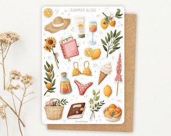 Sticker Sheet Summer Bliss Sticker | Summer Day Sticker Sheet | Planner Sticker Sheet | Journal Stickers