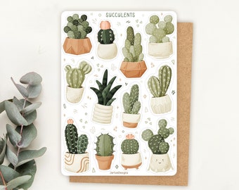 Sticker Sheet Cactus Sticker | Succulent Sticker Sheet| Plant Sticker Sheet | Planner Sticker Sheet | Journal Stickers