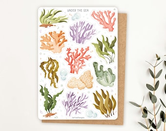 Sticker Sheet Under The Sea Sticker | Ocean Sticker Set | Coral Sticker |  Planner Sticker Sheet | Journal Stickers