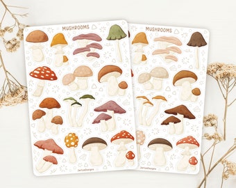 Sticker Bogen Pilz Sticker Set | Herbst Sticker Blatt | Planer Sticker Blatt | Journal Aufkleber