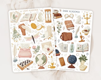 Sticker Sheet Bundle Dark Academia Sticker Pack | Academia Sticker Set |  Study Sticker | Aesthetic Sticker | Journal Sticker