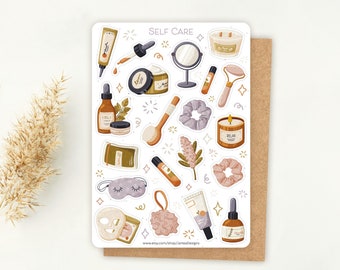 Sticker Sheet Self Care | Spa Sticker Set | Planner Sticker Sheet | Journal Stickers