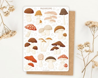 Sticker Sheet Mushroom Sticker | Autumn Sticker Sheet | Planner Sticker Sheet | Journal Stickers | Natural