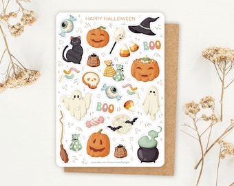 Sticker Sheet Happy Halloween Stickers | Spooky Sticker Set | Autumnal | Sticker Sheet | Journal Stickers