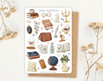 Sticker Sheet Dark Academia Sticker | Study Sticker Set | Planner Sticker Sheet | Journal Stickers