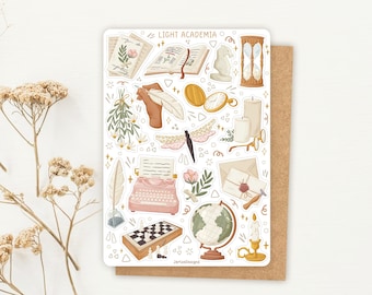 Sticker Sheet Academia Sticker | journal stickers, planner stickers, light academia stickers, study stickers, mystery, books, vintage,