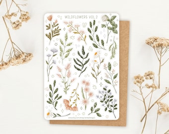 Feuille d'autocollants Wildflower Sticker Vol 2 | Ensemble d'autocollants de fleurs | Feuille d'autocollants de planificateur | Autocollants de journal