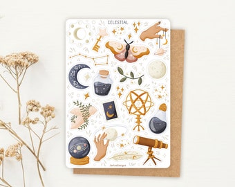 Celestial Sticker Sheet | Galaxy Sticker Sheet, Star Sticker, Planner Sticker, Journal Stickers, Scrapbook Sticker, astrology, magic