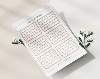 Hoja de pegatinas para seguimiento mensual de hábitos, seguimiento de hábitos minimalistas, pegatinas para bullet journal, juego de pegatinas para planificador, diferentes colores disponibles.