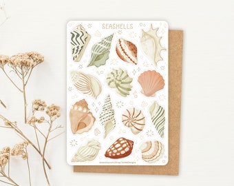 Sticker Sheet Seashell Sticker | Beach Sticker Set | Planner Sticker Sheet | Journal Stickers