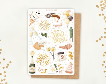 Sticker Sheet New Years Stickers | Party Sticker Sheet | Journal Stickers