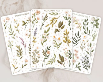 Sticker Sheet Wildflower Sticker Sticker Bundle | Flower Sticker Set | Planner Sticker Sheet | Journal Stickers