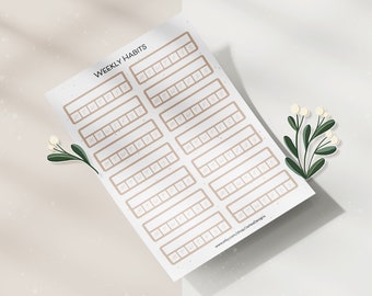 Hoja de pegatinas para seguimiento semanal de hábitos, seguimiento de hábitos minimalistas, pegatinas para bullet journal, juego de pegatinas para planificador, diferentes colores disponibles.