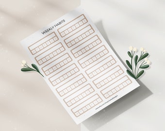 Sticker Sheet Habit Weekly Tracker | Minimal Habit Tracker | Bullet Journal Sticker | Planner Sticker Set | Different Colors Available