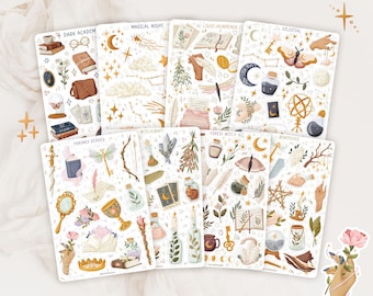 Sticker Sheet Bundle Magic | Witchy Stickers, Celestial Stickers, Magical Sticker Set, Cute Fantasy Stickers