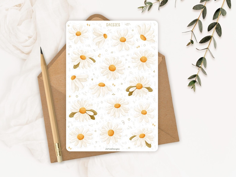 Sticker Sheet Daisies Sticker | Flower Sticker Set | Planner Sticker Sheet | Journal Stickers image 7