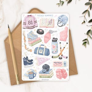 Sticker Sheet Hockey Romance Books | reading journal stickers, cute book stickers, sports romance sticker, planner stickers image 3