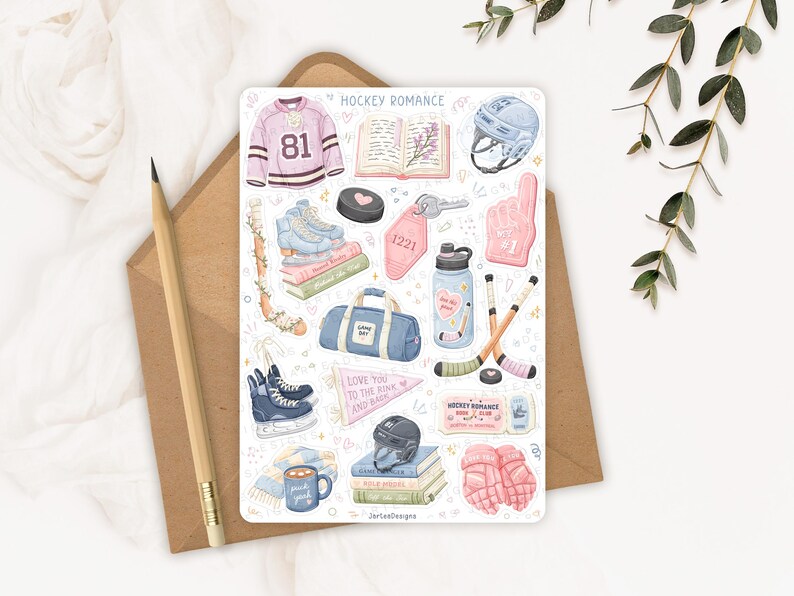 Sticker Sheet Hockey Romance Books | reading journal stickers, cute book stickers, sports romance sticker, planner stickers image 3